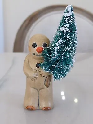 Vaillancourt Folk Art Chalkware Snowman Xmas Silly Smile Tree  762-1994 535 1989 • $65