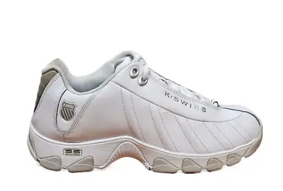 K-Swiss Men ST329 Medium Low Leather Sneaker White/Black/Silver/Gel 06408-110-M • $40