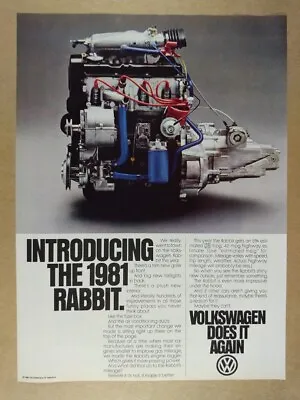 1981 VW Volkswagen Rabbit Engine Photo Vintage Print Ad • $9.99