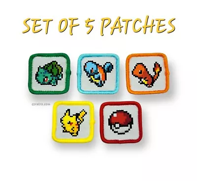 Set Of 5 90s Vintage Retro Style Pocket Monsters Pokemon Iron On Patch 8 Bit New • $7