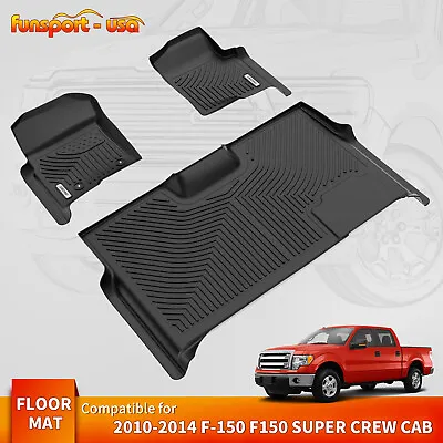 Floor Mats Liner Set For 2010-2014 Ford F-150 F150 SuperCrew Cab TPE All-Weather • $104.99
