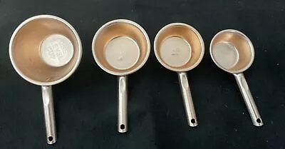 4 Copper Color Aluminum Measuring Cups  1 Cup 1/2 1/3 1/4  Cup Lightweight Vtg • $13.99