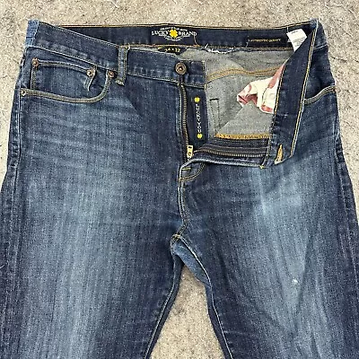 Lucky Brand Jeans Mens 34x32 Blue Dark Wash Authentic Skinny Straight Leg Fit • $9.95