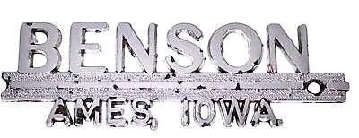 Vintage Benson Ames Iowa Metal Dealer Advertising Nameplate Emblem • $19.55