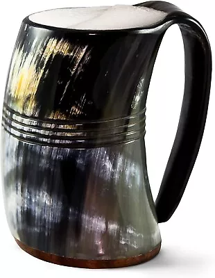 100% Genuine Viking Drinking Horn Mug Beer Tankard Hardwood Bottom Wine Mead Ale • $34.20