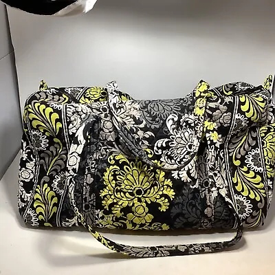 Vera Bradley Weekender Travel Duffel Bag Baroque Black Yellow Floral Quilt 21x11 • $32.99