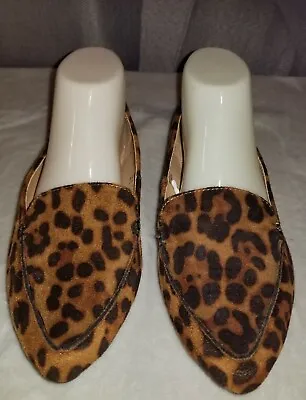 Women's Time And Tru Feather Flats Loafers Leopard Print Memory Foam Sz 7W • $13.99