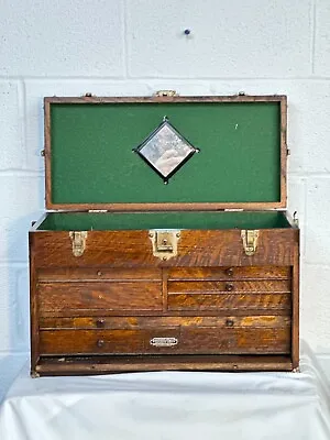 Vintage H. Gerstner & Son 7 Drawers Oak Wood Machinist Tool Chest Box • $425