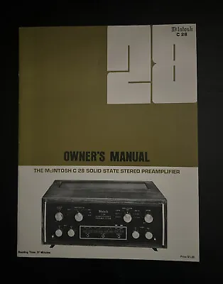 Vintage Original McIntosh C28 Preamp Manual Quick Set Up Guide & Brochure NEW • $50