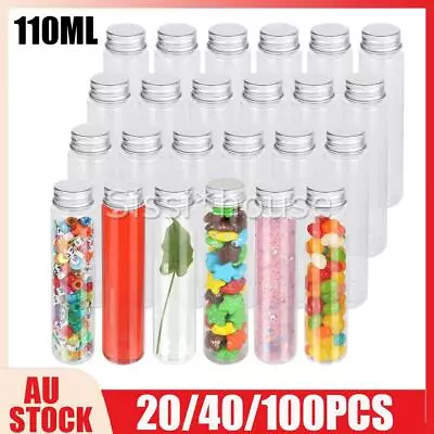 110ML Clear Plastic Test Tubes Flat Bottom Screw Caps Wedding Party Favor AU • $14.99