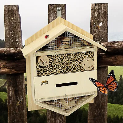 Hanging Insect House Hotel Bug Bee Wooden Ladybird Nest Wood Shelter Garden Box • £18.99