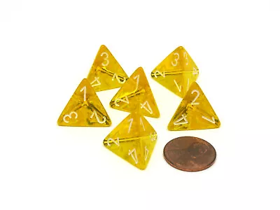 Translucent 18mm 4 Sided D4 Chessex Dice 6 Pieces - Yellow With White Numbers • $6.79