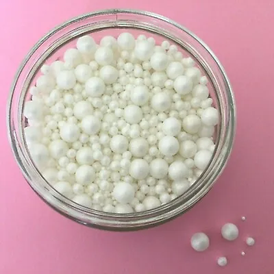 Cupcake Sprinkles Glimmer White Pearls Bubbles Edible Cake Toppers Decorations • £3.50