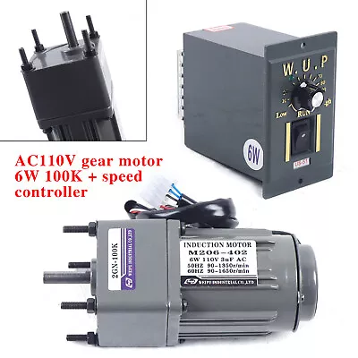 6W 110V Single-phase Gear Reducer Motor W/ Variable Speed Controller 13.5RPM • $52