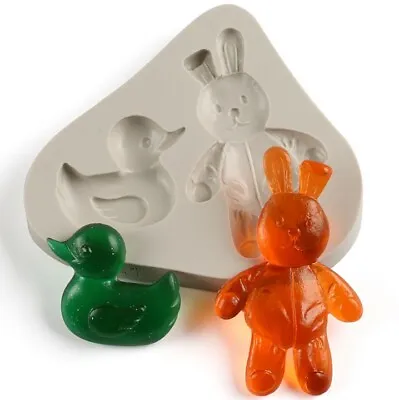 £3.35 • Buy 3D Bunny Rabbit Duck Sugar Paste Fondant Silicone Mold Baking Mold Mould Icing