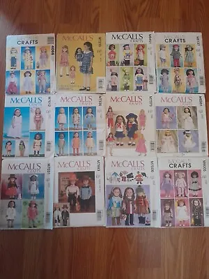 Mccalls Crafts Sewing Pattern Lot Of 12 Patterns For 18  Dolls • $18