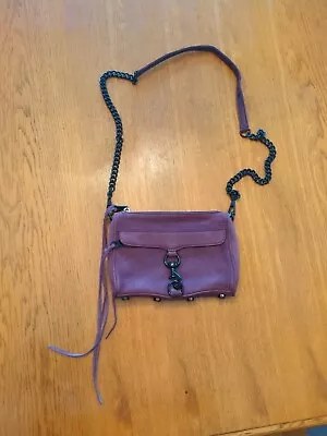 Rebecca Minkoff Mini Mac Purple Leather Black Hardware Crossbody • £30.88