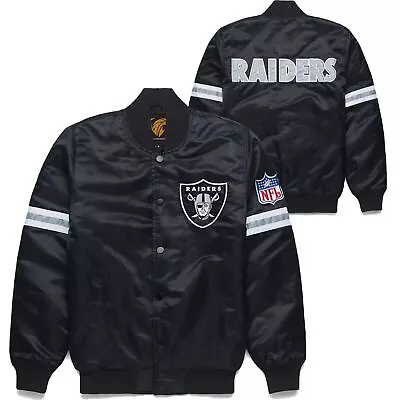 NFL Oakland Raiders Baseball Bomber Style Letterman Black Satin Varsity Jacket • $99.99