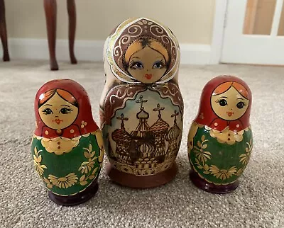 Russian Nesting Babushka Matryoshka Painted Wooden Dolls Sets X3 SEE DESCRIPTION • £13
