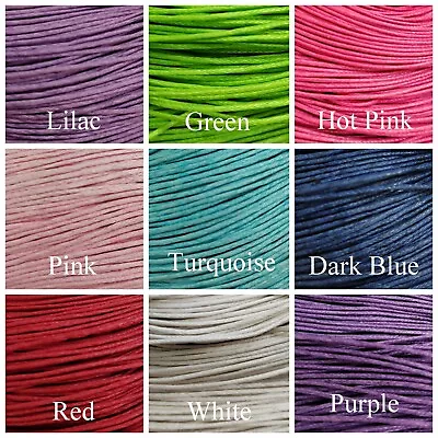 1mm Waxed Cotton Cord String Jewellery Making Necklace Bracelet String • £2.99