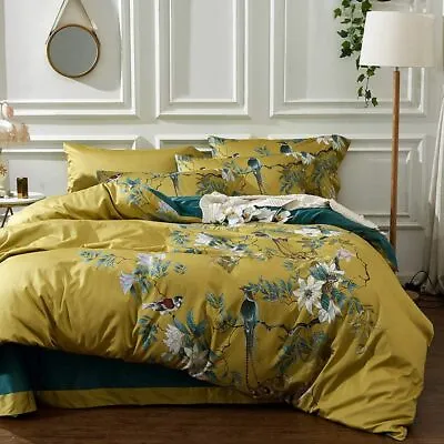 Duvet Cover Set King Size Bird Flower Pattern Soft Cotton Floral Bedding Comfort • $104.99