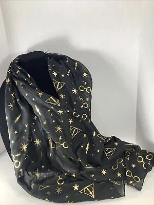 Women's~Magical Harry Potter®️ Sheer Scarf~Black & Gold 68”x30” • $9.99