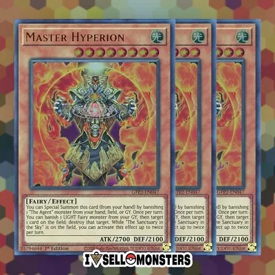 Yugioh! 3x MASTER HYPERION GFP2-EN047 ULTRA Yu-Gi-Oh! X3 FAST SHIP • $3.95