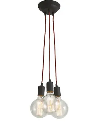 £24.97 • Buy Lampex Modern 3 Light Ceiling Cluster Pendant Light Metal And Plastic Black 