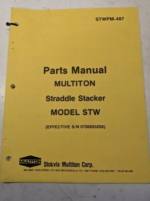 Multiton Fork Lift Truck Parts List Manual Book Stw Stacker Stwpm-487 Model • £53.03