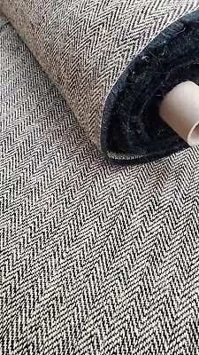 Herringbone Jute Burlap Fabric Black/Natural 51  Wide By The Yard • $16.90