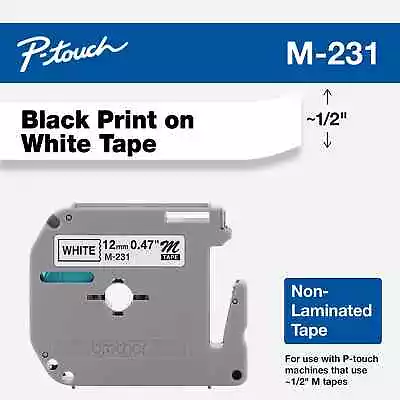 Brother Genuine P-Touch M-231 Tape 1/2 - Black On White Packed 1 • $5.96