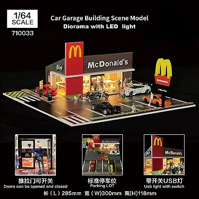 1/64 Diorama Car Garage Model LED Lighting City View Parking Lot Scene Model Toy • $33.99