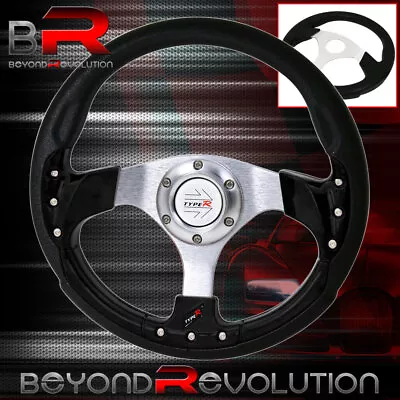 Universal 6Hole Bolt 9Bolt Design Black Fusion Style Steering Wheel Type-R Horn • $41.99