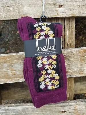 B.ella Extra Fine Merino Wool Socks 76% Merino Wool Macie Burgundy  • $18