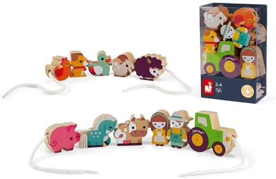 £14.27 • Buy Janod Baby Toddler Wooden Beads Toys Train Animal Tractor Farm Toy Multicolor