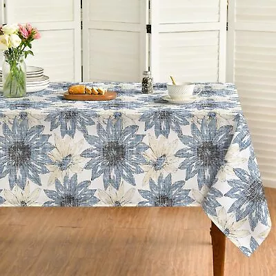 Rectangular Tablecloth 60×84 Inch Seasonal Vintage Daisy Blue Washable Table ... • $27.67