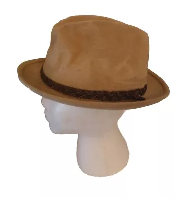 Vintage Mallory By STETSON Soft Felt Hat Size 6 7/8 Beige Brown Union Made USA • $20