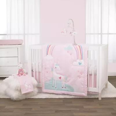 Little Love: Rainbow Unicorn 7pc MINI Crib Set By NoJo • $54.99