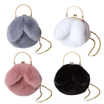 Fluffy Plush Bag Plush Fluffy Rabbit Ear Shoulder Bag Plush Fabric Fashion Bag • $15.38
