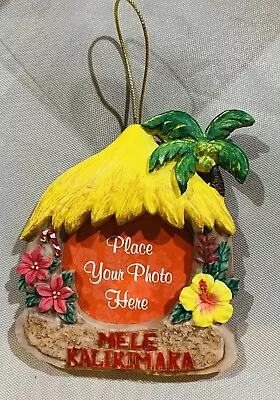 Hawaiian Christmas Ornament  Mele Kalikimaka  House Palm Island Heritage Frame • $24.95