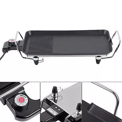 Electric Teppanyaki Table Top Grill Griddle Non-stick  BBQ Barbecue Garden Camp • £21.89