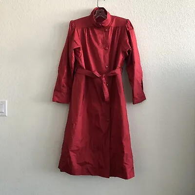 Vintage J Gallery Trench Coat Womens 14 Red Belt Detachable Nylon Liner Y2K 90s • $49.99