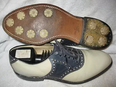 Vintage Johnson & Murphy Leather Camelback Model Saddle Golf Shoes Men's 9.5 • $3.99