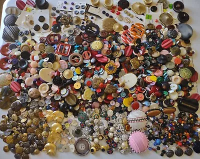Huge Antique Vintage Lot Of Buttons Mop Celluloid Metal Rhinestone Glass 10+ Lbs • $103.50