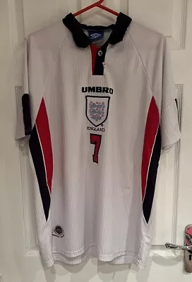 *England World Cup France 1998 Home Shirt - 2XL - UMBRO Remake -  7 Beckham* • £26.99