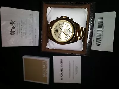 Michael Kors Layton 45 Mm Gold-tone Stainless Steel Cae With Gold-tone Stainless • $185