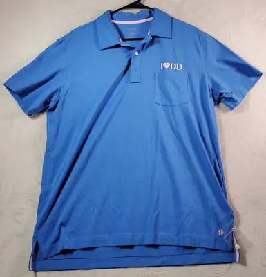 Lily Pulitzer Polo Shirt Men Large Blue Cotton Short Sleeve Pocket Slit Collared • $18.49