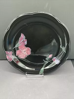 Mikasa RONDO TANGO 12.5  Platter Chop Plate Purple Lily Flower Black 1980's Retr • $22