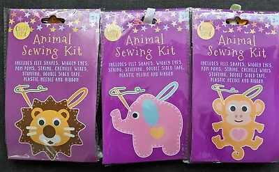 £3.20 • Buy Childrens Felt Animal Sewing Kit - Lion Elephant Or Monkey Age 3+