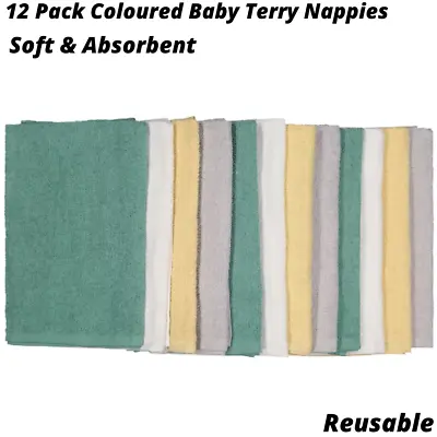$29.95 • Buy 12x Cloth Fabric Nappies Cotton Baby Nappy Terry Towelling Infant Newborn Diaper